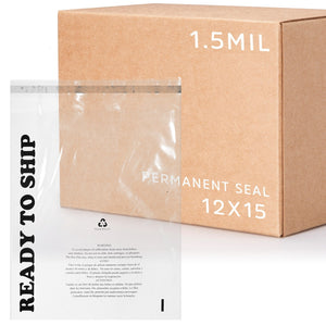 Self-Seal Poly Bag, 12x15 in, "Ready to Ship" Print, 1.5 mil