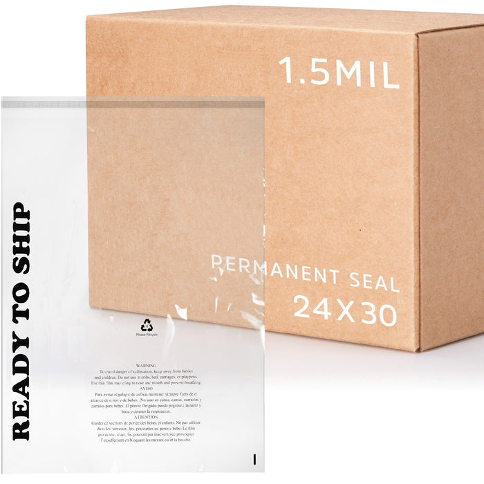 Self-Seal Poly Bag, 24x30 in, "Ready to Ship" Print, 1.5 mil